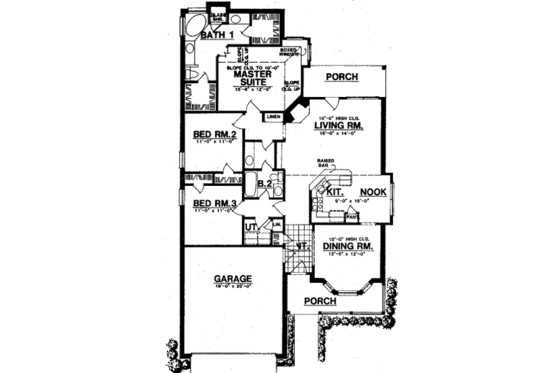Floor Plan - Main Floor for Traditional House Plan #40-264 - 3 bed, 2 bath