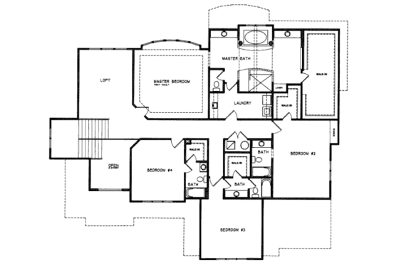 Floor Plan - Upper Floor for Prairie House Plan #6-202 - 4 bed, 4.5 bath