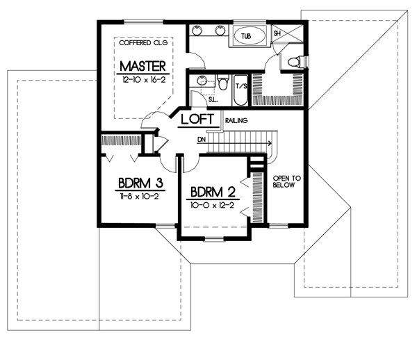 Traditional Floor Plan - Upper Floor Plan #100-447