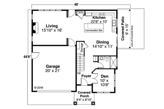 Floor Plan - Main Floor for Craftsman House Plan #124-1205 - 3 bed, 3 bath