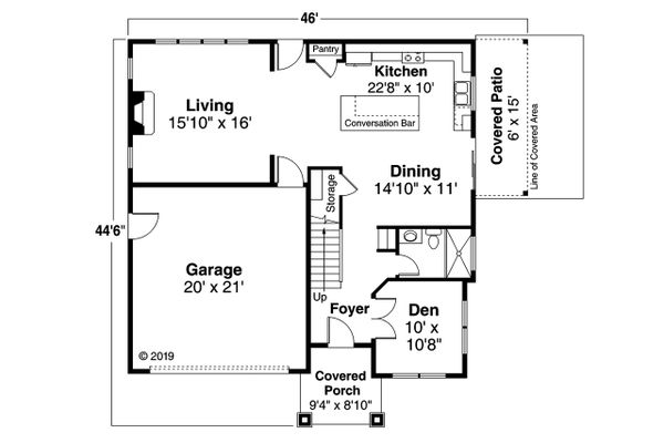 House Blueprint - Craftsman Floor Plan - Main Floor Plan #124-1205