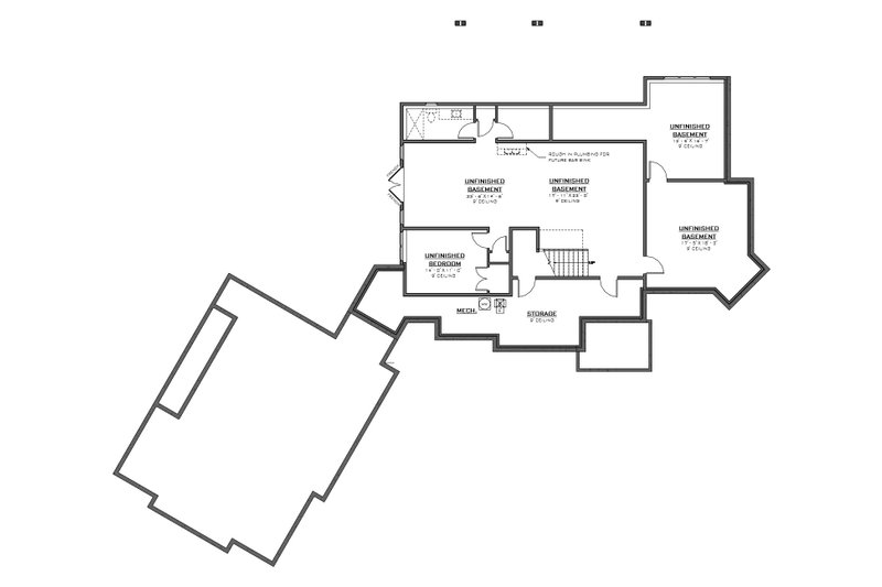 House Plan Design - Floor Plan - Lower Floor for Craftsman House Plan #1086-5 - 4 bed, 3.5 bath