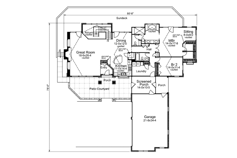 Dream House Plan - Floor Plan - Main Floor for Craftsman House Plan #57-321 - 2 bed, 2 bath