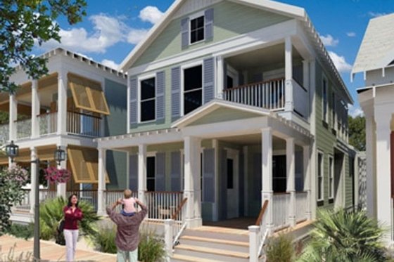 Exterior - Front Elevation for Beach House Plan #442-2 - 3 bed, 2.5 bath