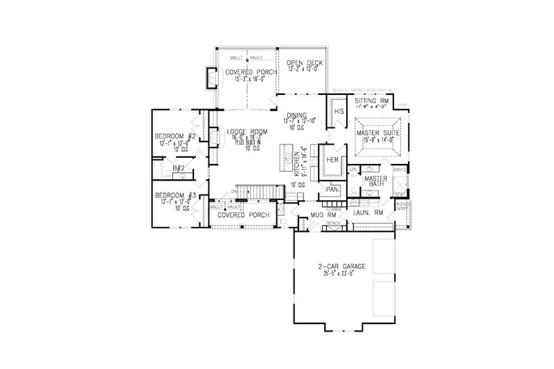 Dream House Plan - Floor Plan - Main Floor for Farmhouse House Plan #54-546 - 3 bed, 2.5 bath