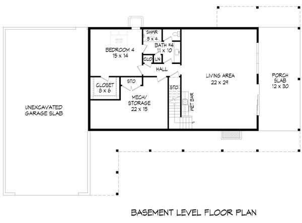 Home Plan - Floor Plan - Lower Floor for Country House Plan #932-1452 - 3 bed, 3.5 bath