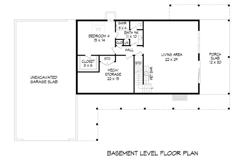 Home Plan - Floor Plan - Lower Floor for Country House Plan #932-1452 - 3 bed, 3.5 bath