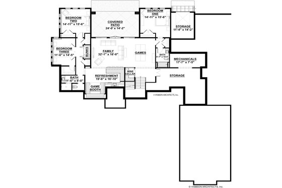Floor Plan - Lower Floor for Ranch House Plan #928-382 - 4 bed, 3.5 bath