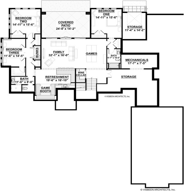 Ranch Floor Plan - Lower Floor Plan #928-382