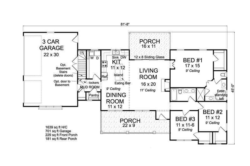 Dream House Plan - Floor Plan - Main Floor for Ranch House Plan #513-2188 - 3 bed, 2 bath