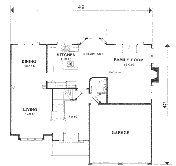 Home Plan - Southern Floor Plan - Main Floor Plan #129-137