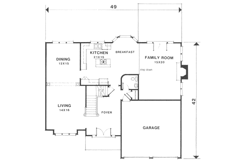 Dream House Plan - Floor Plan - Main Floor for Southern House Plan #129-137 - 3 bed, 3.5 bath