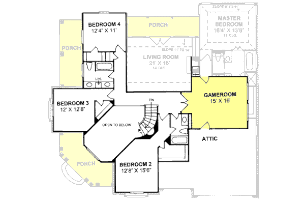 House Design - Traditional Floor Plan - Upper Floor Plan #20-358