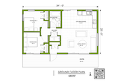 Contemporary Style House Plan - 2 Beds 1 Baths 680 Sq/Ft Plan #1106-1 