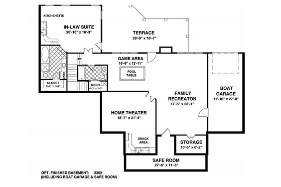Floor Plan - Lower Floor for Southern House Plan #56-589 - 3 bed, 3 bath
