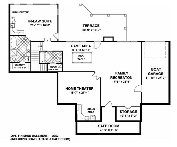 Home Plan - Southern Floor Plan - Lower Floor Plan #56-589