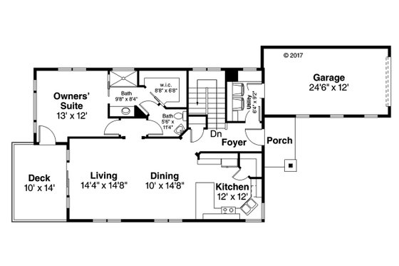 Floor Plan - Main Floor for Traditional House Plan #124-1046 - 3 bed, 2.5 bath
