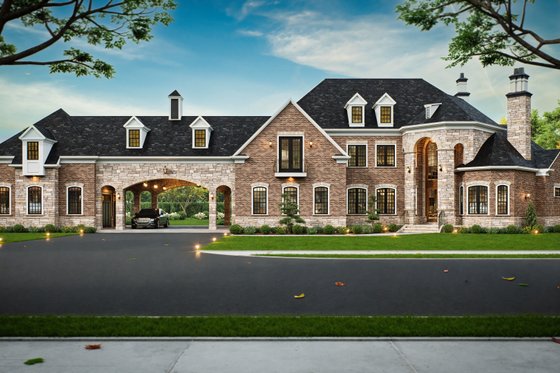 European Style Porte Cochere House Plan