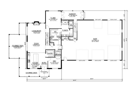Floor Plan - Main Floor for Barndominium House Plan #1064-223 - 3 bed, 2.5 bath