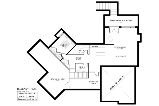 Floor Plan - Lower Floor for Craftsman House Plan #1101-3 - 4 bed, 3.5 bath