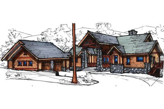 Exterior - Front Elevation 1 for Craftsman House Plan #921-15 - 4 bed, 3.5 bath