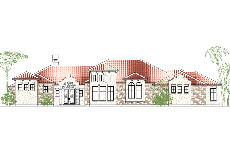 Architectural House Design - Exterior - Front Elevation 3 for Mediterranean House Plan #80-213 - 5 bed, 5 bath
