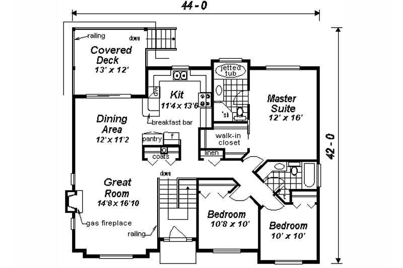 House Blueprint - Floor Plan - Main Floor for Traditional House Plan #18-314 - 4 bed, 3 bath