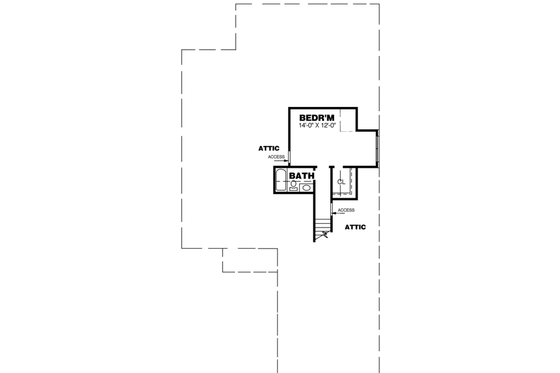 Floor Plan - Upper Floor for European House Plan #34-188 - 4 bed, 3 bath
