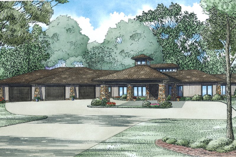 Dream House Plan - Mediterranean, Contemporary, Modern, Front Elevation