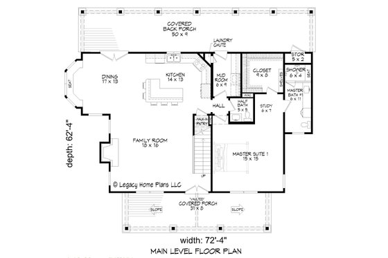 Floor Plan - Main Floor for Southern House Plan #932-861 - 3 bed, 3.5 bath