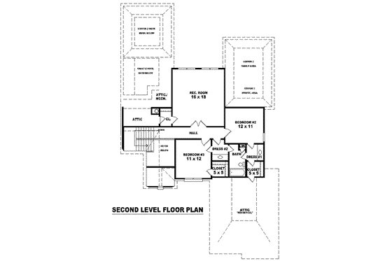 Floor Plan - Upper Floor for European House Plan #81-1531 - 3 bed, 2.5 bath
