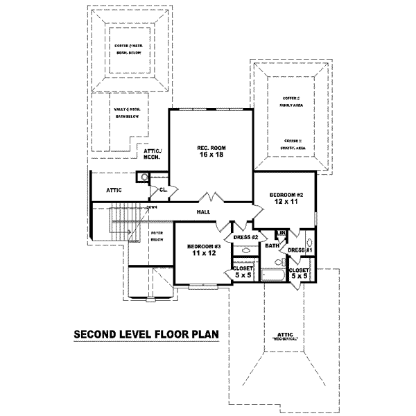 Floor Plan - Upper Floor for European House Plan #81-1531 - 3 bed, 2.5 bath