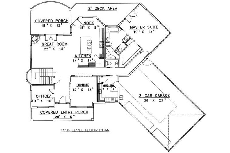 Home Plan - Floor Plan - Main Floor for Bungalow House Plan #117-578 - 3 bed, 3 bath