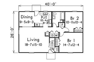 Floor Plan - Main Floor for Colonial House Plan #57-225 - 4 bed, 2 bath