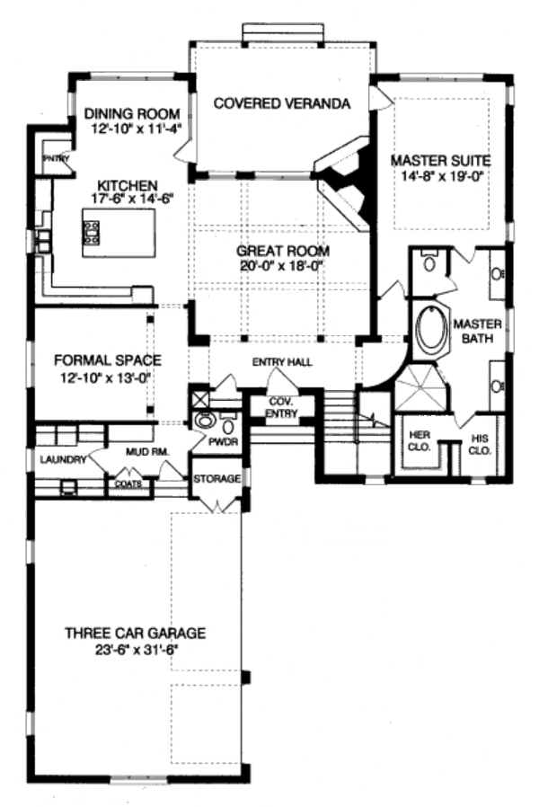 Dream House Plan - European Floor Plan - Main Floor Plan #413-829
