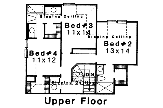 Floor Plan - Upper Floor for Traditional House Plan #310-174 - 4 bed, 3.5 bath