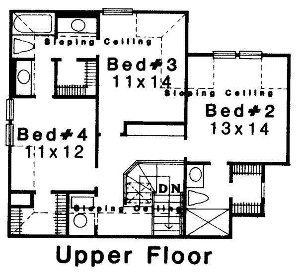 Traditional Floor Plan - Upper Floor Plan #310-174