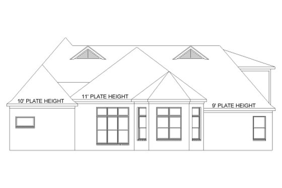 Exterior - Rear Elevation for Traditional House Plan #424-369 - 3 bed, 2 bath