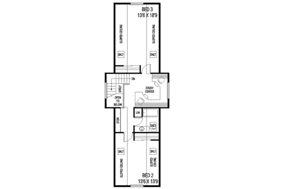 Floor Plan - Upper Floor for Traditional House Plan #60-605 - 3 bed, 2 bath