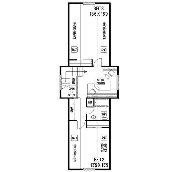 Traditional Floor Plan - Upper Floor Plan #60-605