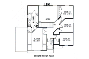 Floor Plan - Upper Floor for Traditional House Plan #67-481 - 4 bed, 2.5 bath