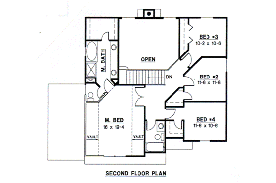 Floor Plan - Upper Floor for Traditional House Plan #67-481 - 4 bed, 2.5 bath