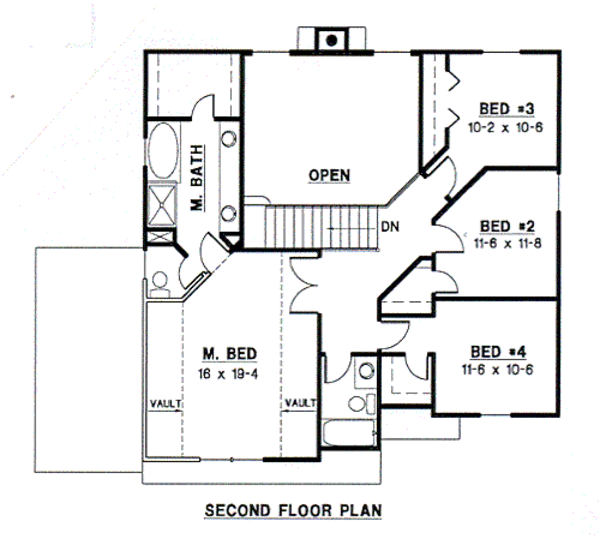 Traditional Floor Plan - Upper Floor Plan #67-481