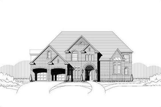 Exterior - Front Elevation for European House Plan #411-784 - 5 bed, 3.5 bath