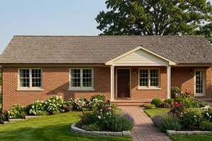 Exterior - Front Elevation for Ranch House Plan #30-246 - 3 bed, 2.5 bath