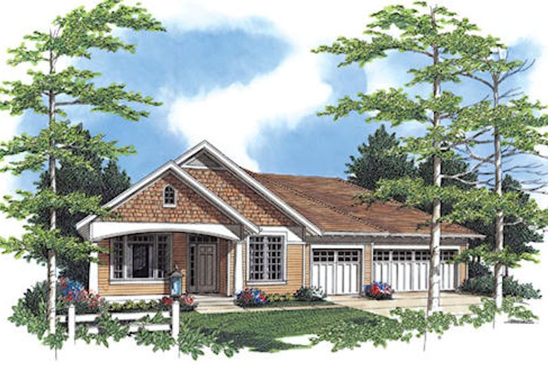 Architectural House Design - Craftsman Exterior - Front Elevation Plan #48-408