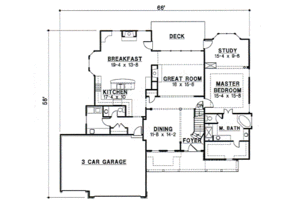 Floor Plan - Main Floor for Traditional House Plan #67-431 - 4 bed, 3.5 bath