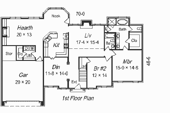 Floor Plan - Main Floor for European House Plan #329-272 - 4 bed, 3 bath