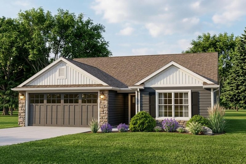 Home Plan - Exterior - Front Elevation 2 for Ranch House Plan #1064-65 - 3 bed, 2 bath