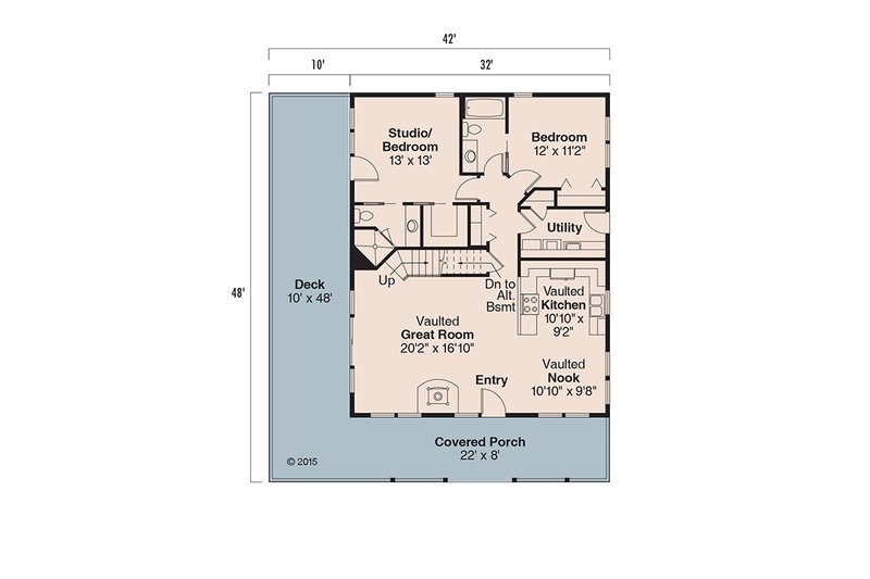 Home Plan - Floor Plan - Main Floor for Cabin House Plan #124-473 - 3 bed, 3 bath